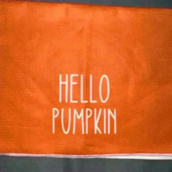 NEW! Hello Pumpkin Fall Kitchen Towels Set Bright Orange & White 16in x 24in - Picture 4 of 12